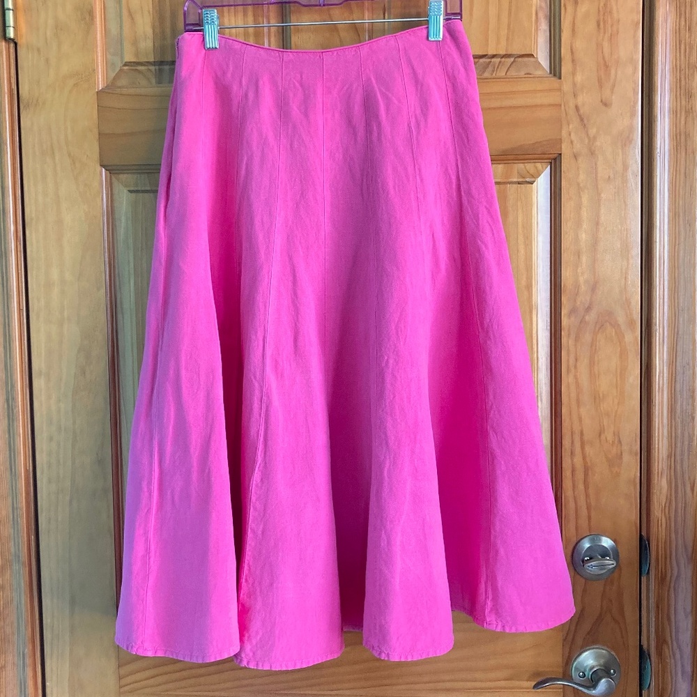 Appraisal women’s size 8 modest A-line midi-length hot pink high-waisted skirt - Picture 2 of 8